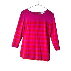 Boden Striped 3/4 Sleeve Top Pink Orange Women’s Size 6